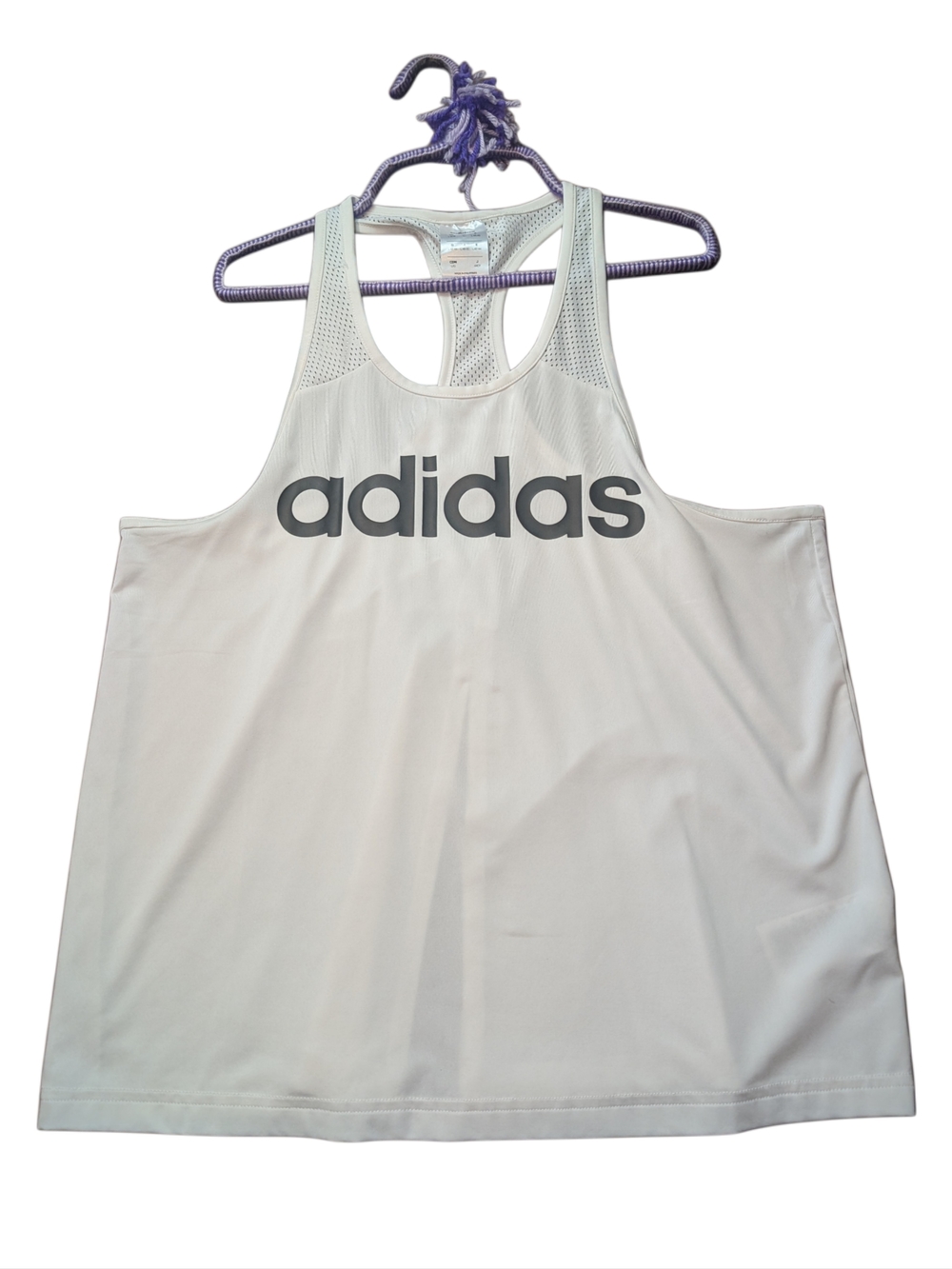 adidas White Tank Top with Large Black Logo